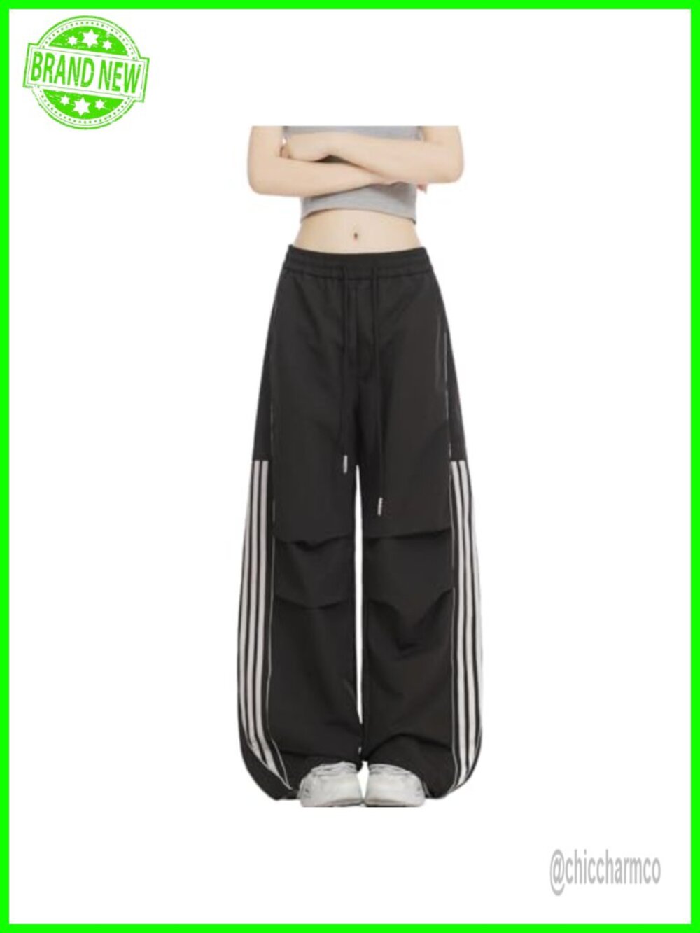 Baggy Cargo Pants Women Quick-Dry Wide Leg Drawstring Sweatpants